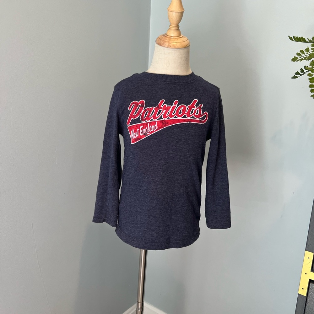 NFL Patriots Blue and Red Long Sleeve Tee